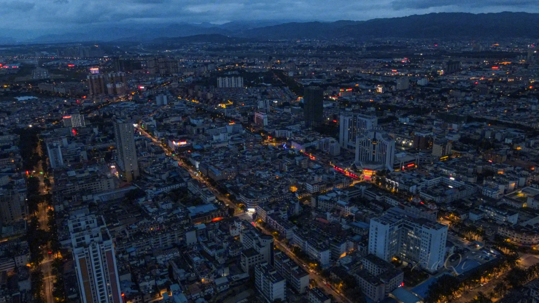 瑞丽市夜景航拍