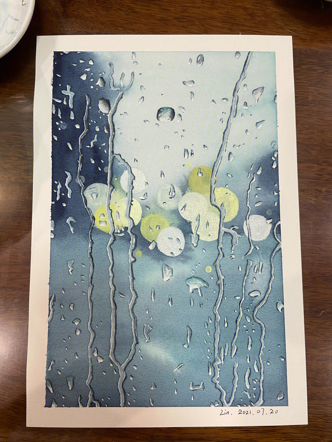 下雨天水彩画图片