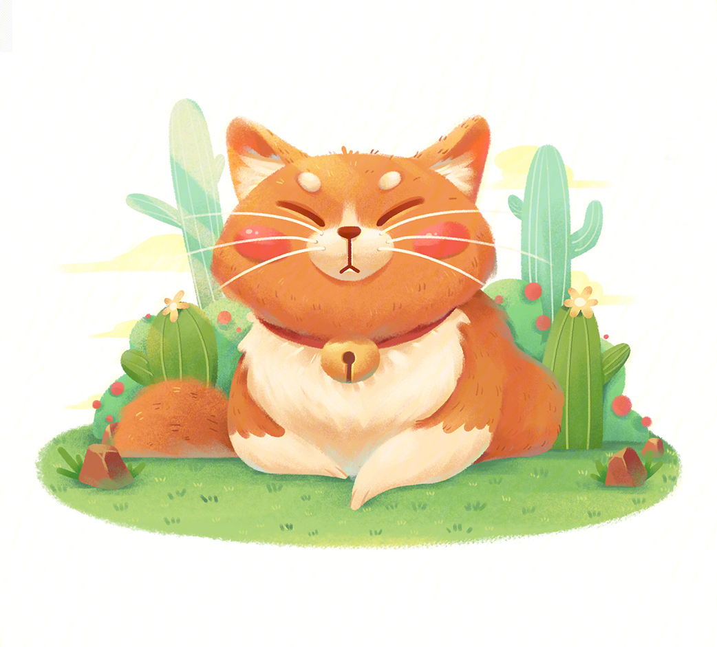 橘猫动物绘本绘画过程