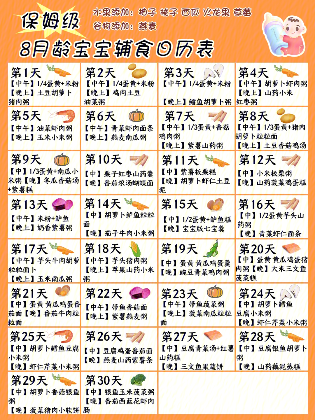 8个月宝宝辅食表图片图片