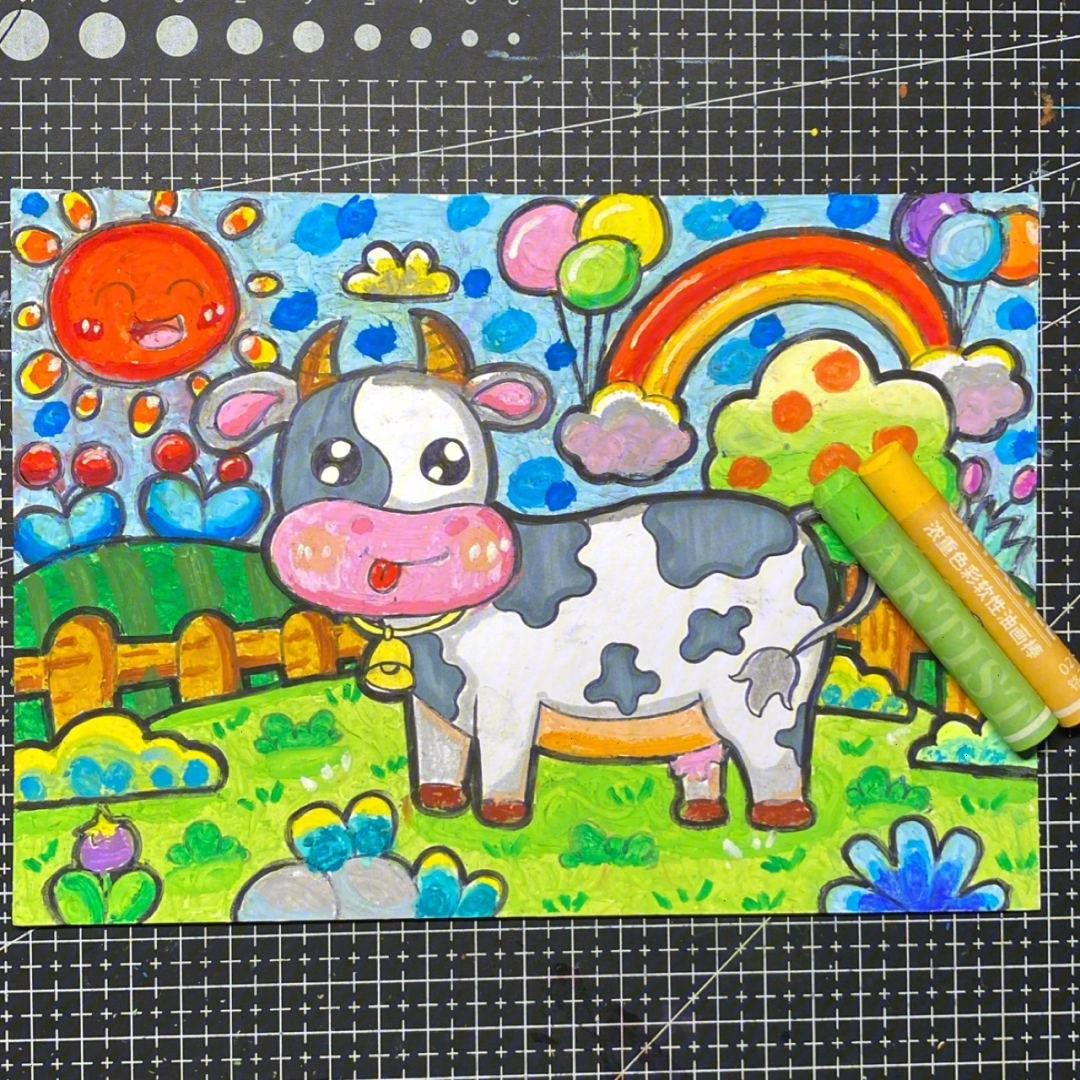 奶牛涂色作品图片图片
