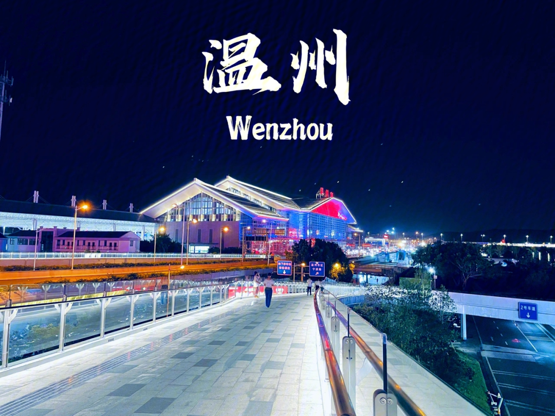 温州动车站夜景图片