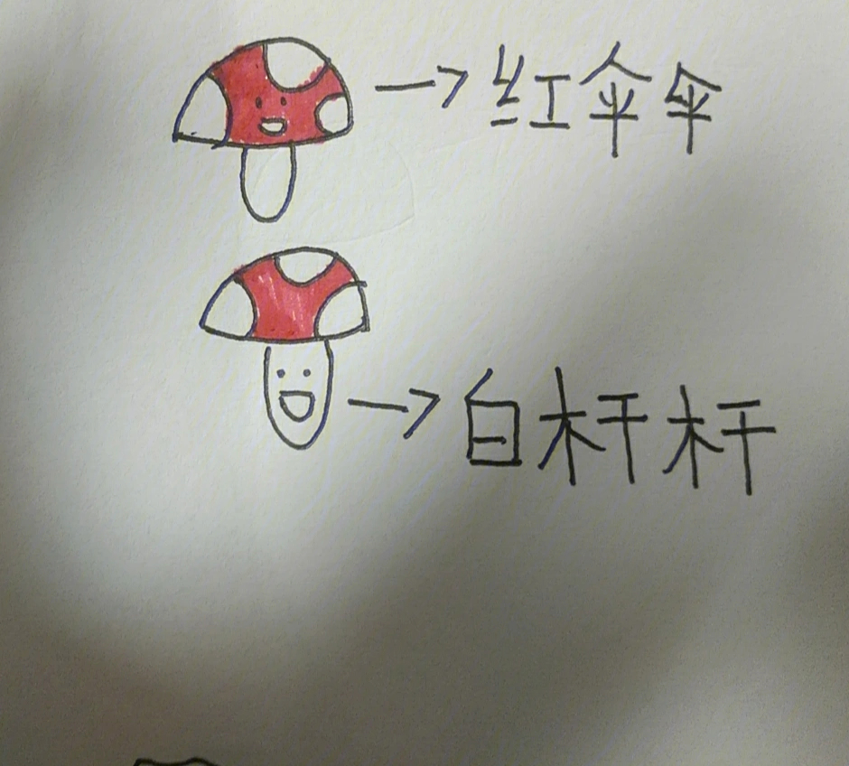 红伞伞白杆杆画法图片