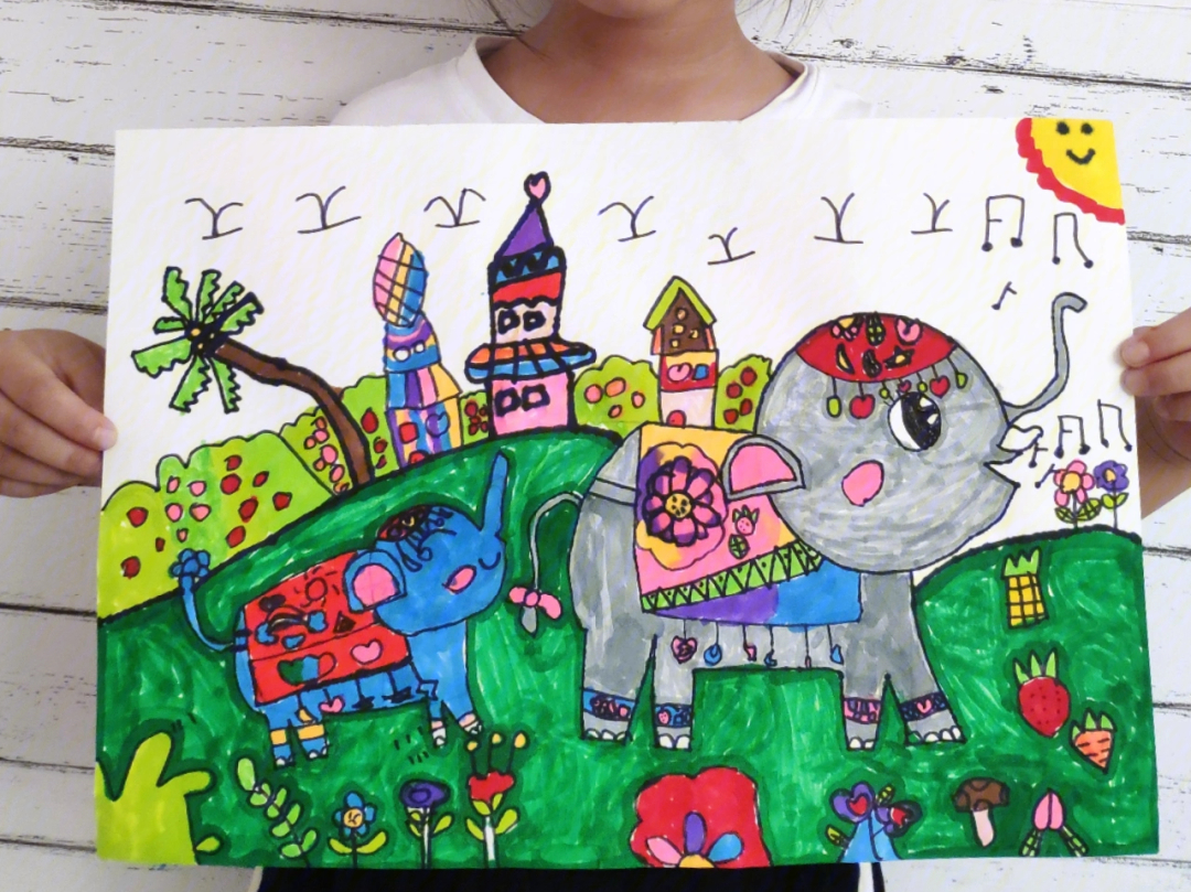 儿童画曼谷大象
