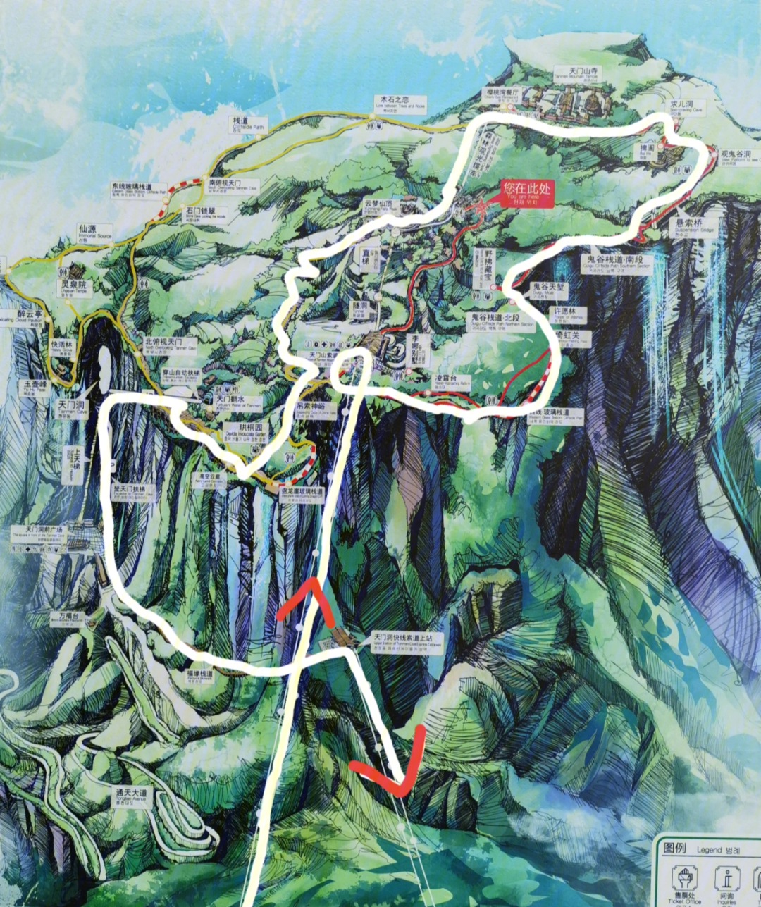 湖南张家界天门山地图图片