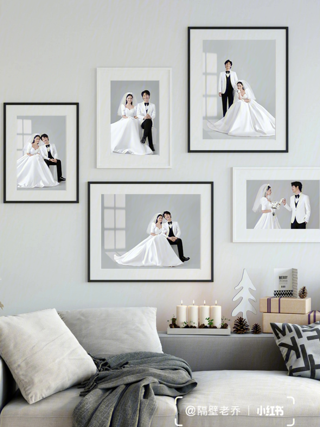 婚纱照六件套墙上挂法图片