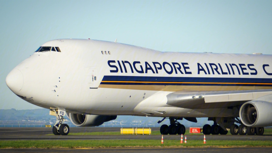 新加坡航空747400全货机奥克兰机场特写