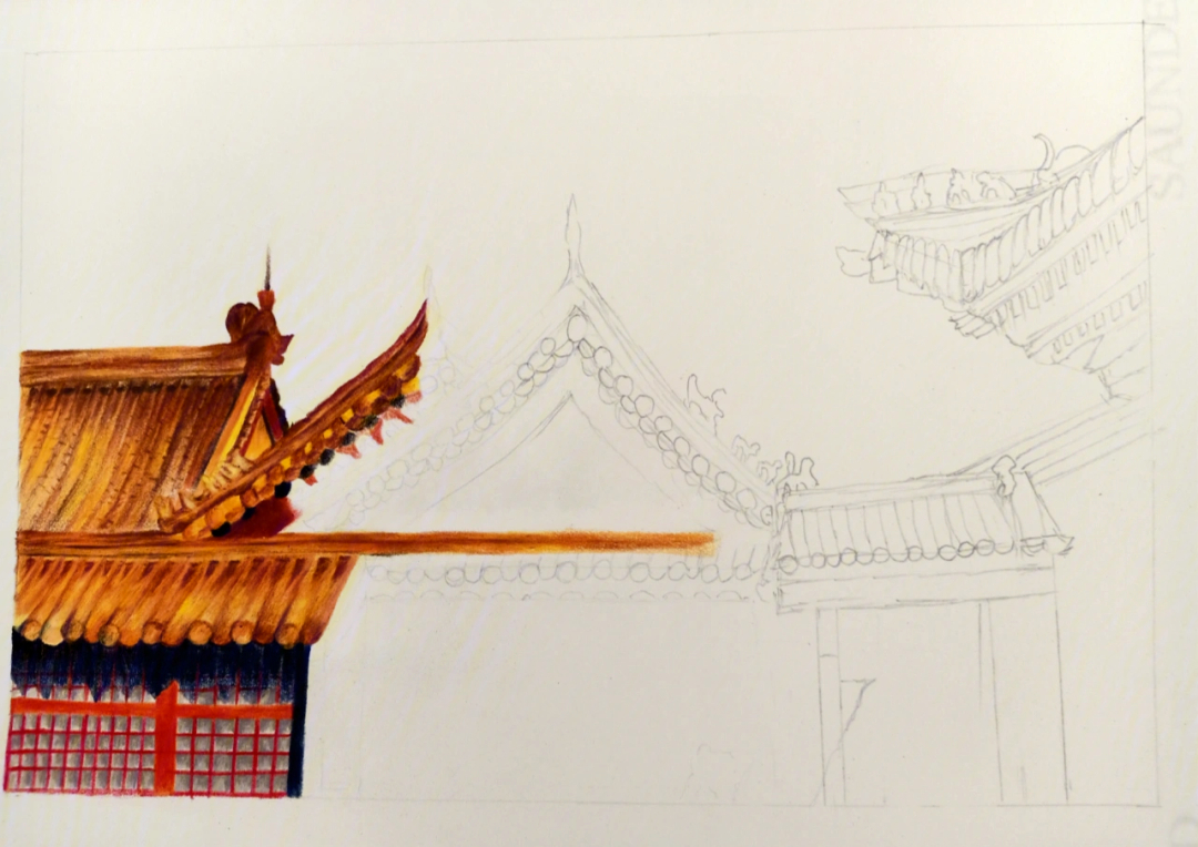 北京故宫画彩铅图片