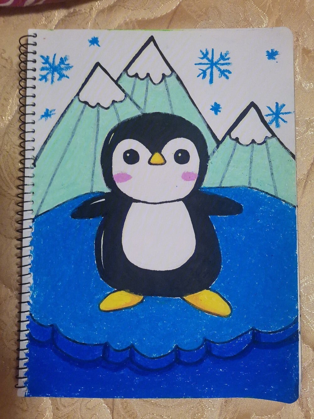 小企鹅在南极儿童画图片