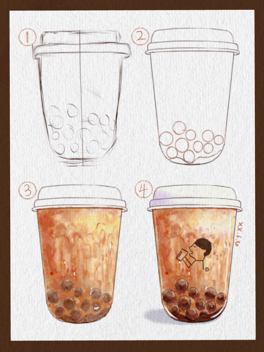 珍珠奶茶的画法图片