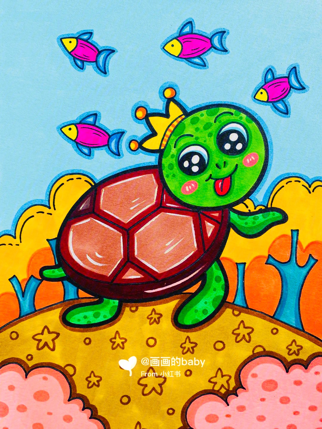 乌龟马克笔儿童画