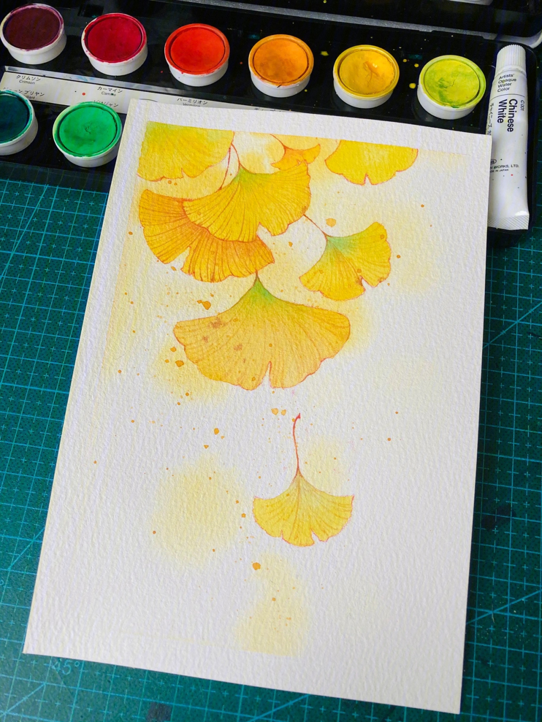 油画银杏叶子怎样画图片