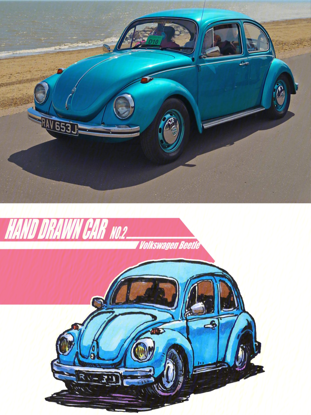 甲壳虫汽车手绘图片