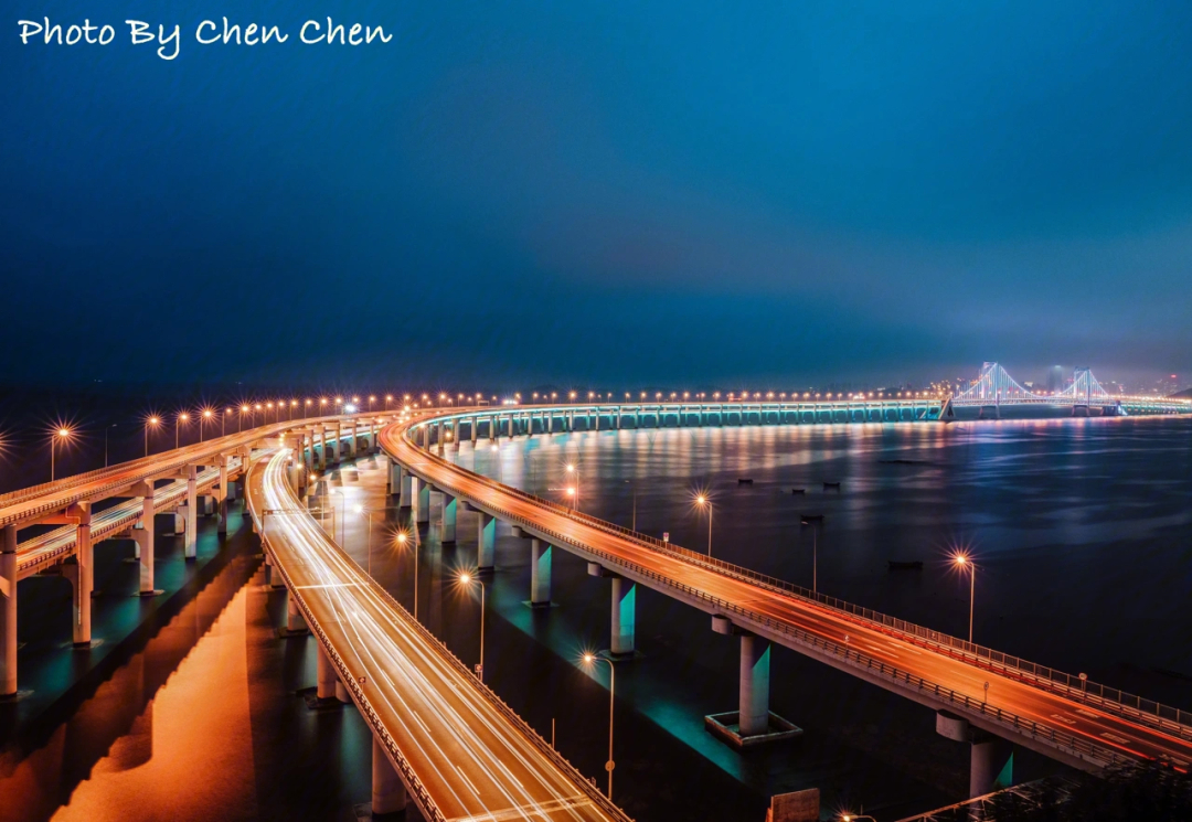 星海湾跨海大桥城市夜景大连拍照机位