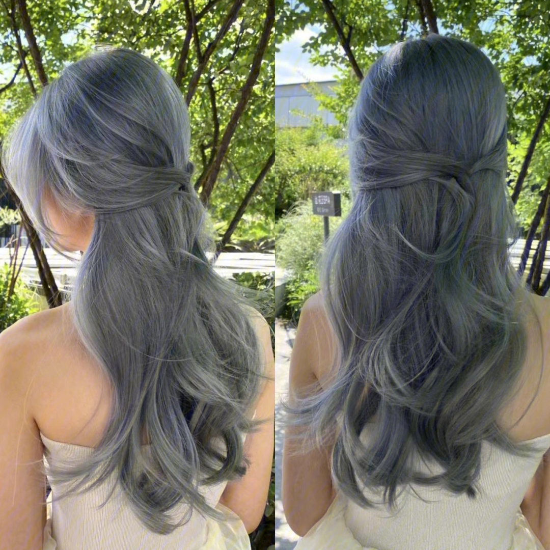 越洗越好看的蓝灰色冷艳高级清冷的蓝色发色,属于渐变超有层次感的一