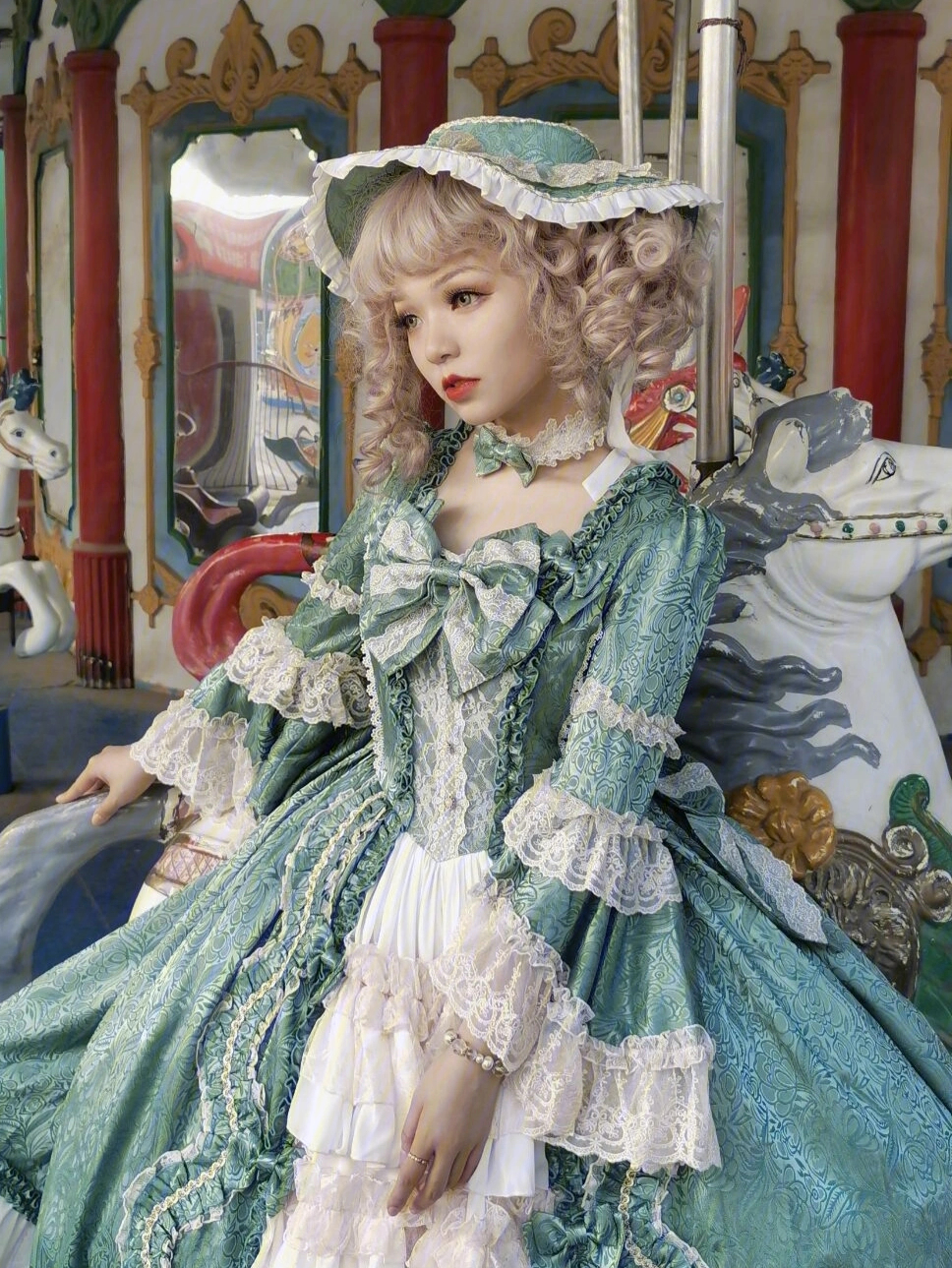 宝石色的洛可可风格复古lolita洋装