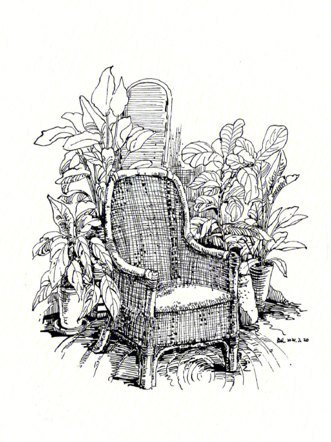 藤椅线描图片