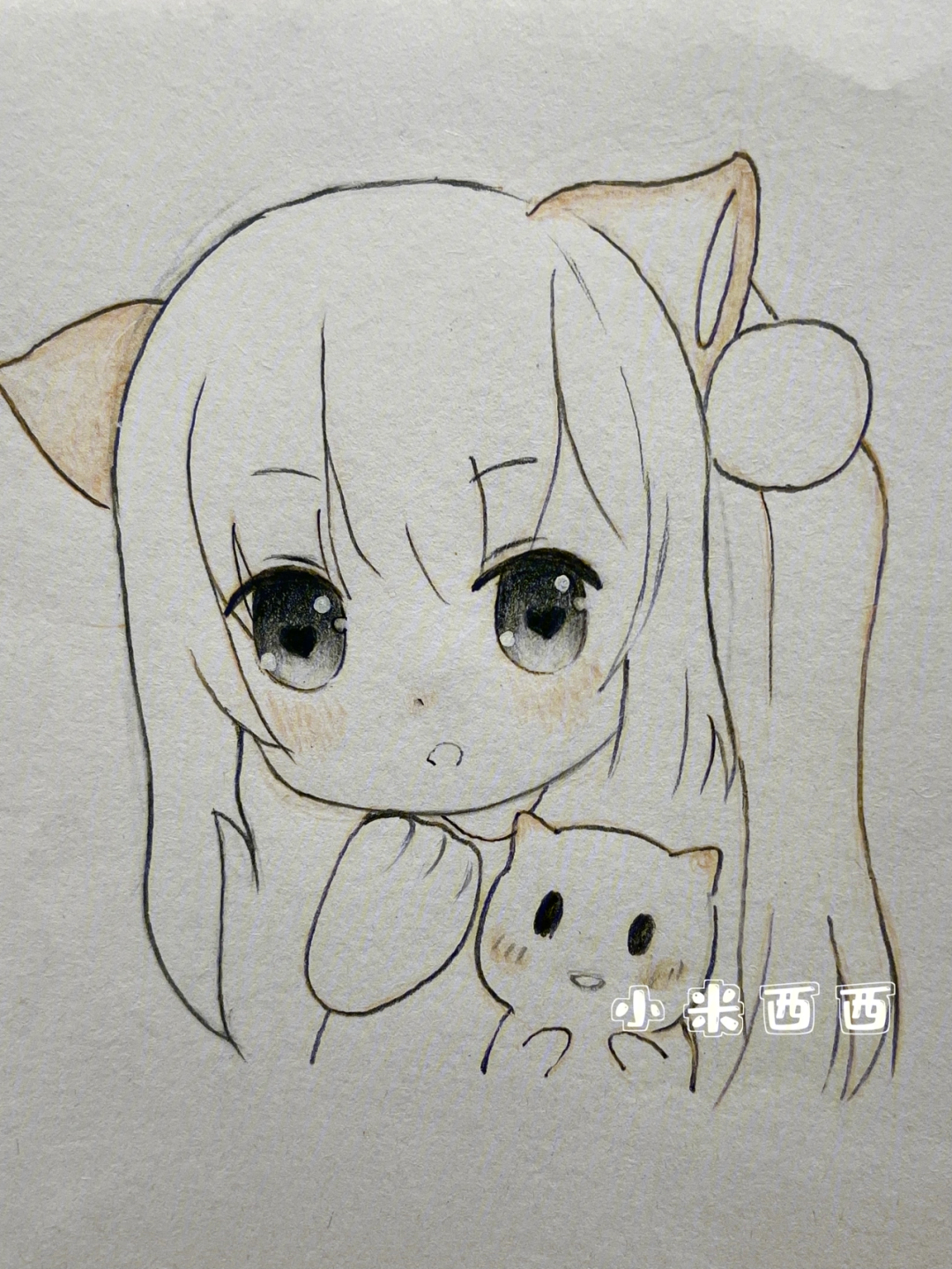 少女画铅笔画可爱画法图片