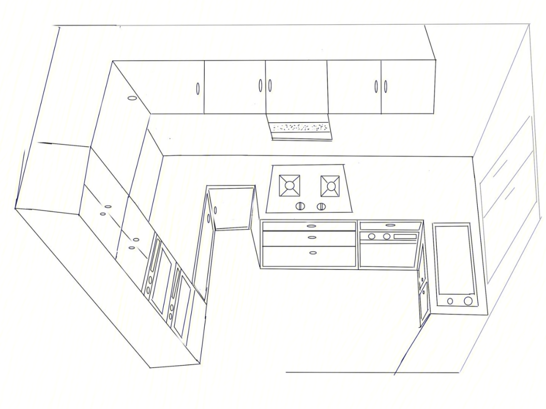 二手房老破小自装修自绘厨房布局图