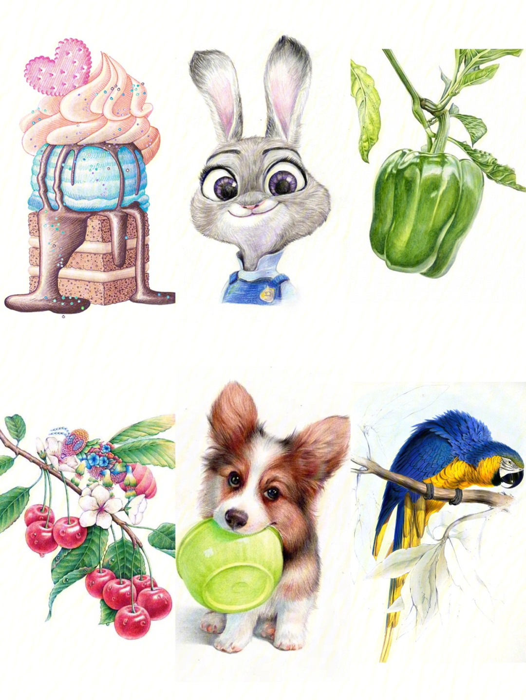 彩铅卡通画儿童画动物美食植物100高清图