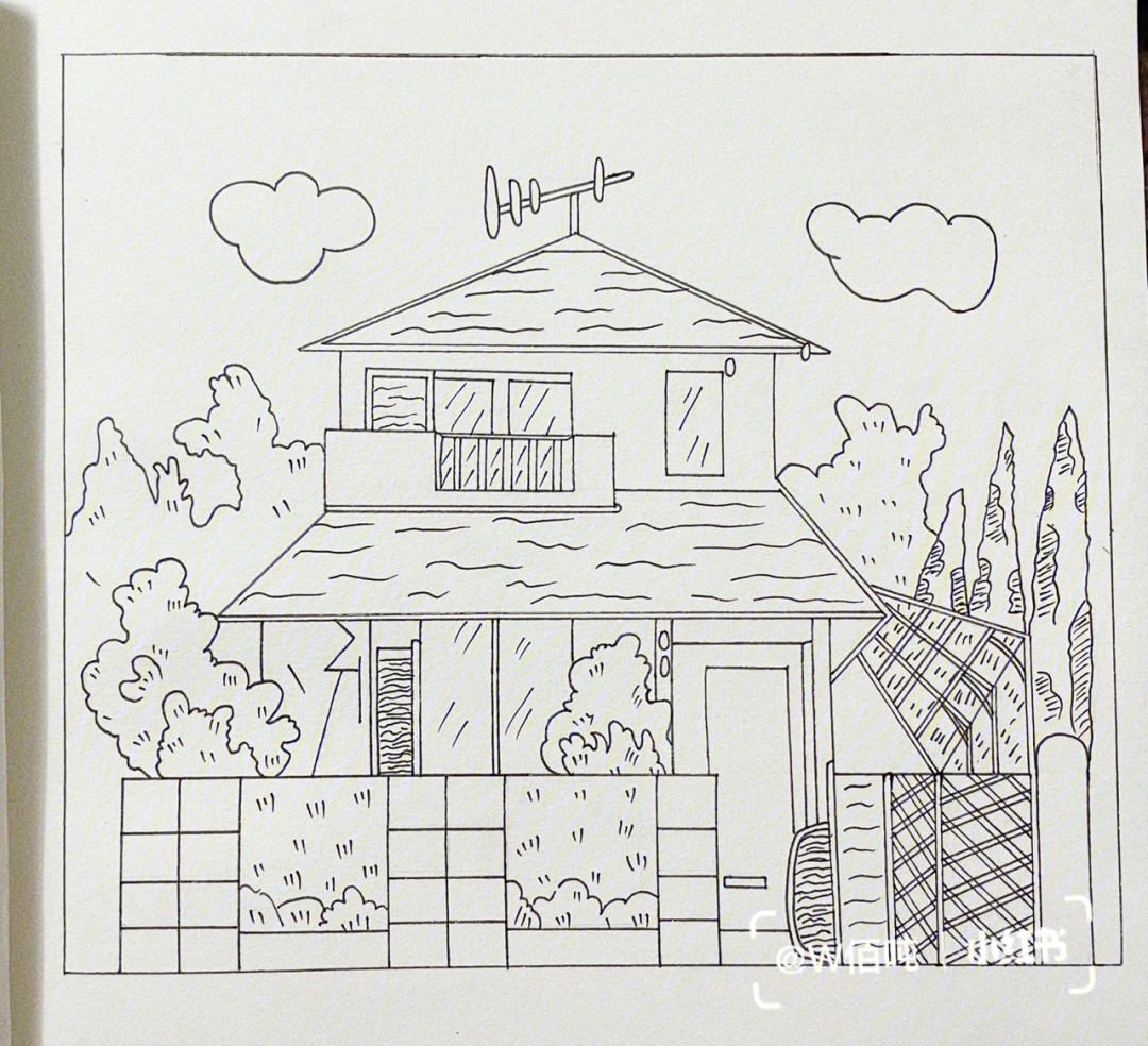 蜡笔小新家的房子绘画图片