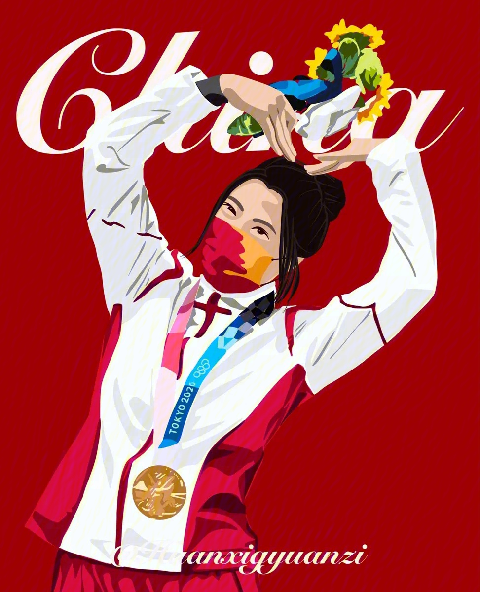 杨倩奥运冠军漫画图片