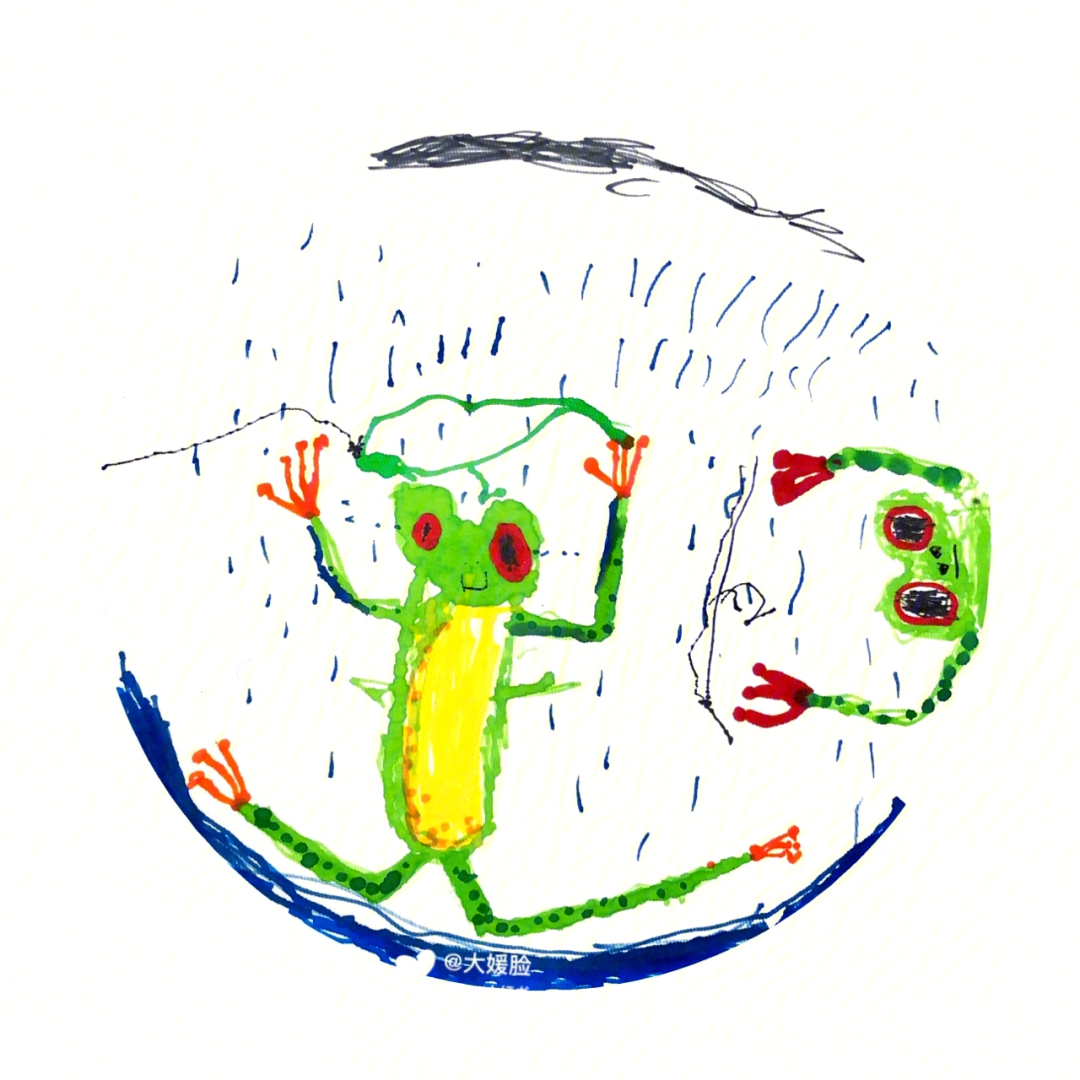 创意儿童画红眼树蛙