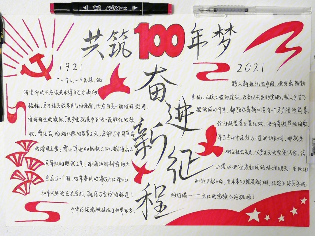 喜迎中国100周年手抄报图片