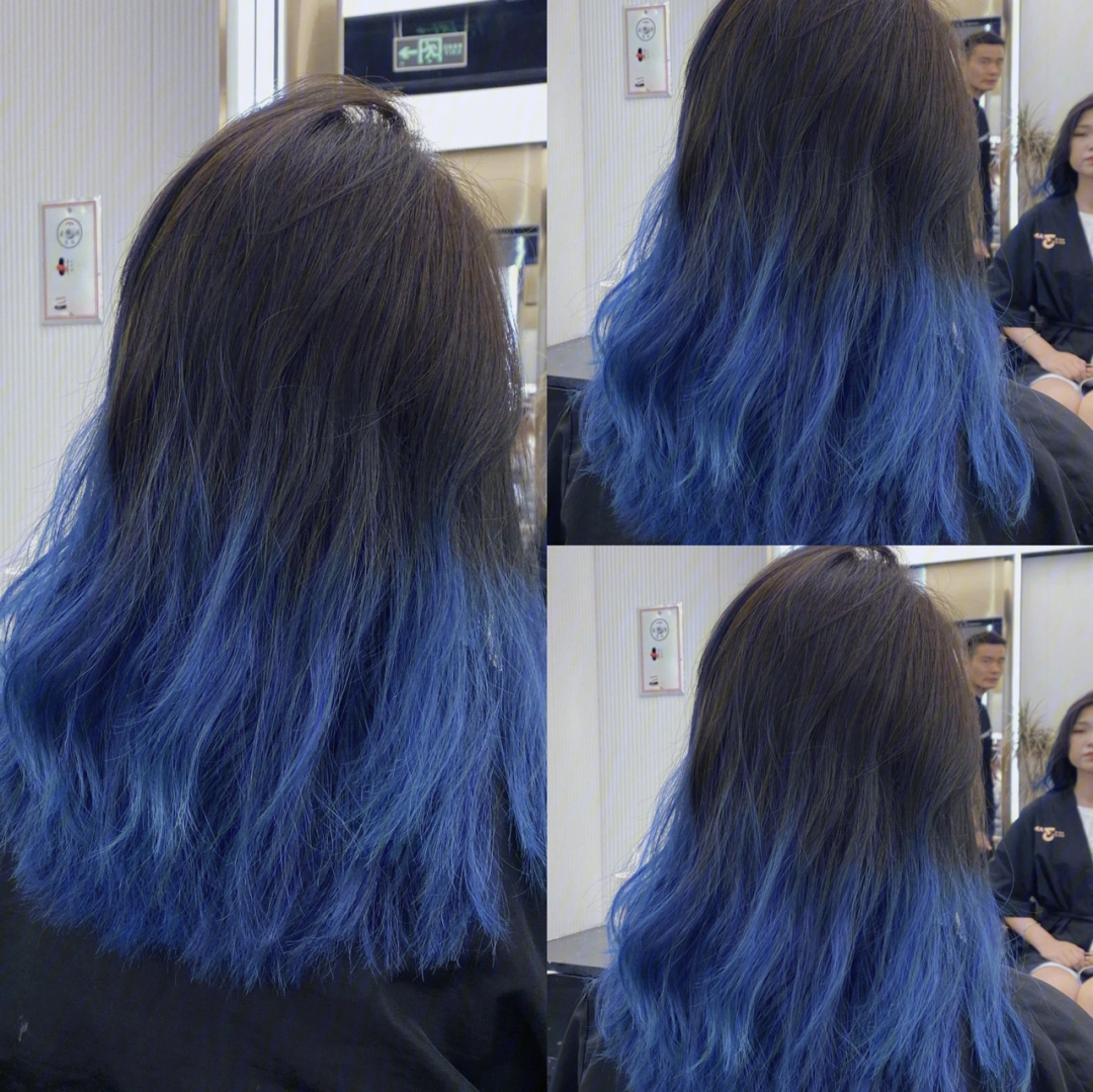 深蓝色的立体渐变发色太好看了叭