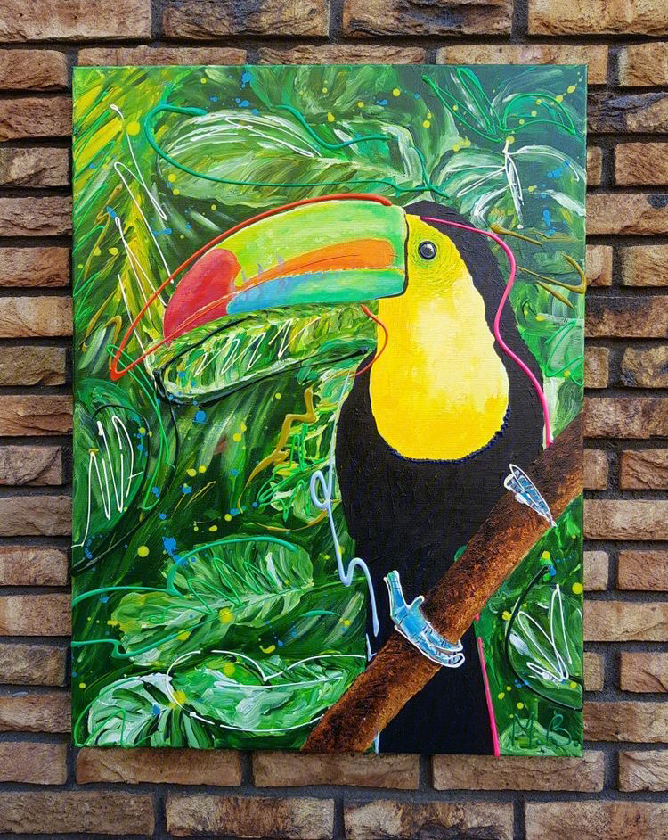 大嘴鸟创意绘画图片图片