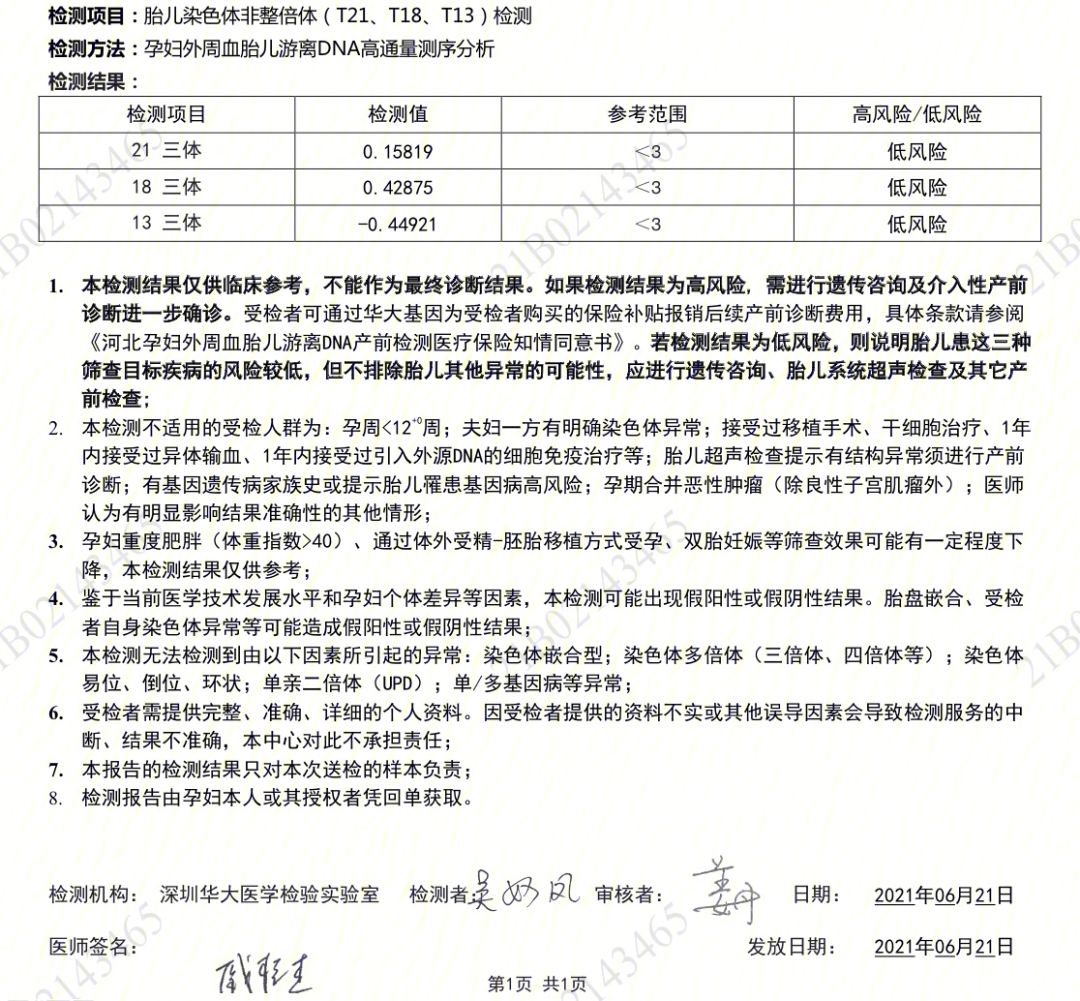 99因为我们当地无创dna检查是免费的,也就省去纠结是做无创还是唐筛