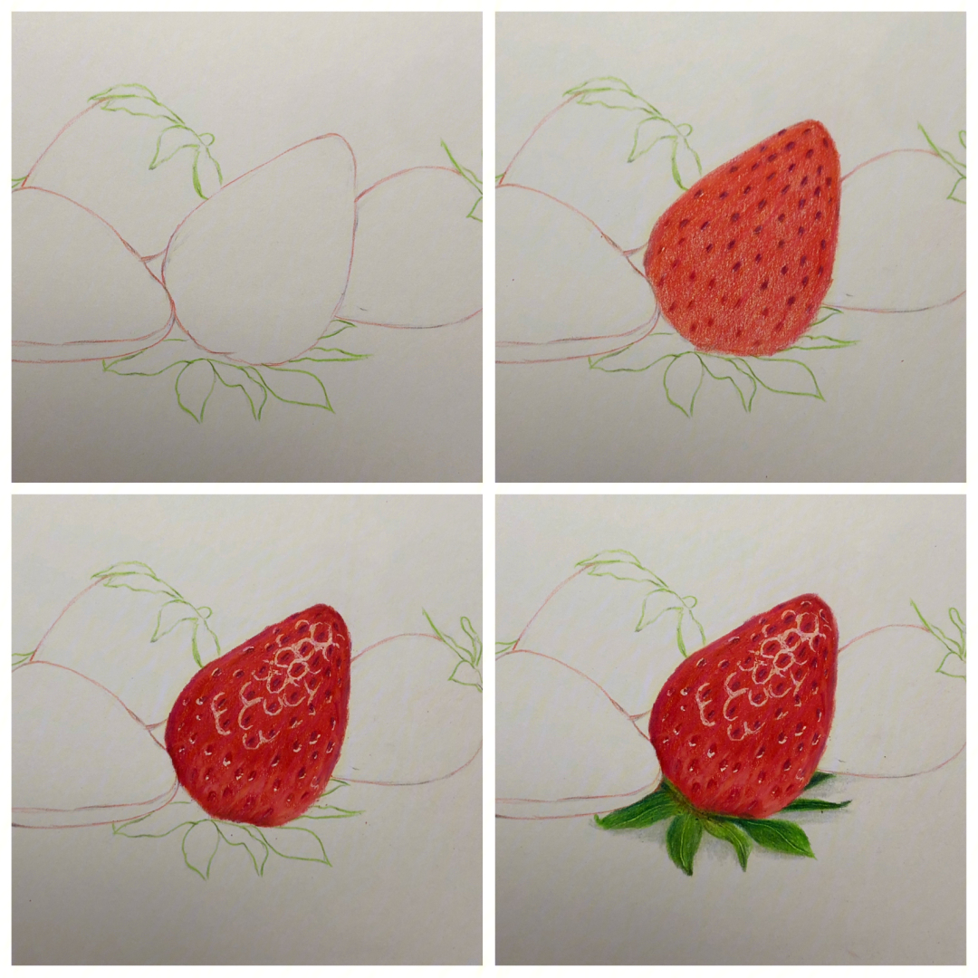 草莓水粉画法及过程图片