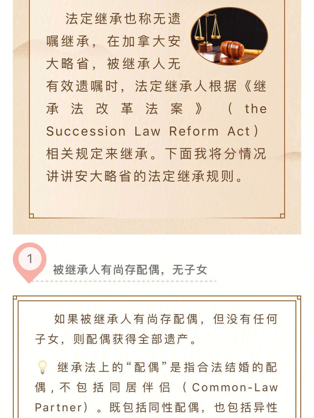 今天我简要介绍一下加拿大安大略省的法定继承顺序,详细说明见图片