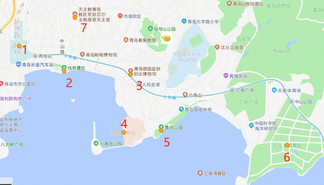 青岛景点地图高清图片