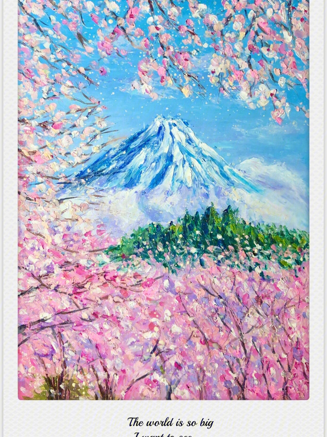 油画棒花朵 樱花树图片