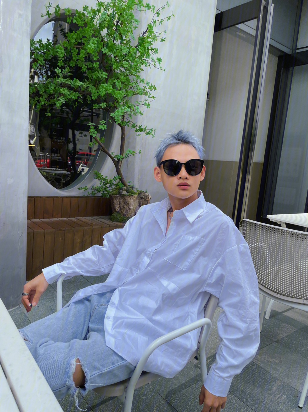 柳州染发柳州男士发型设计雾霾蓝发色