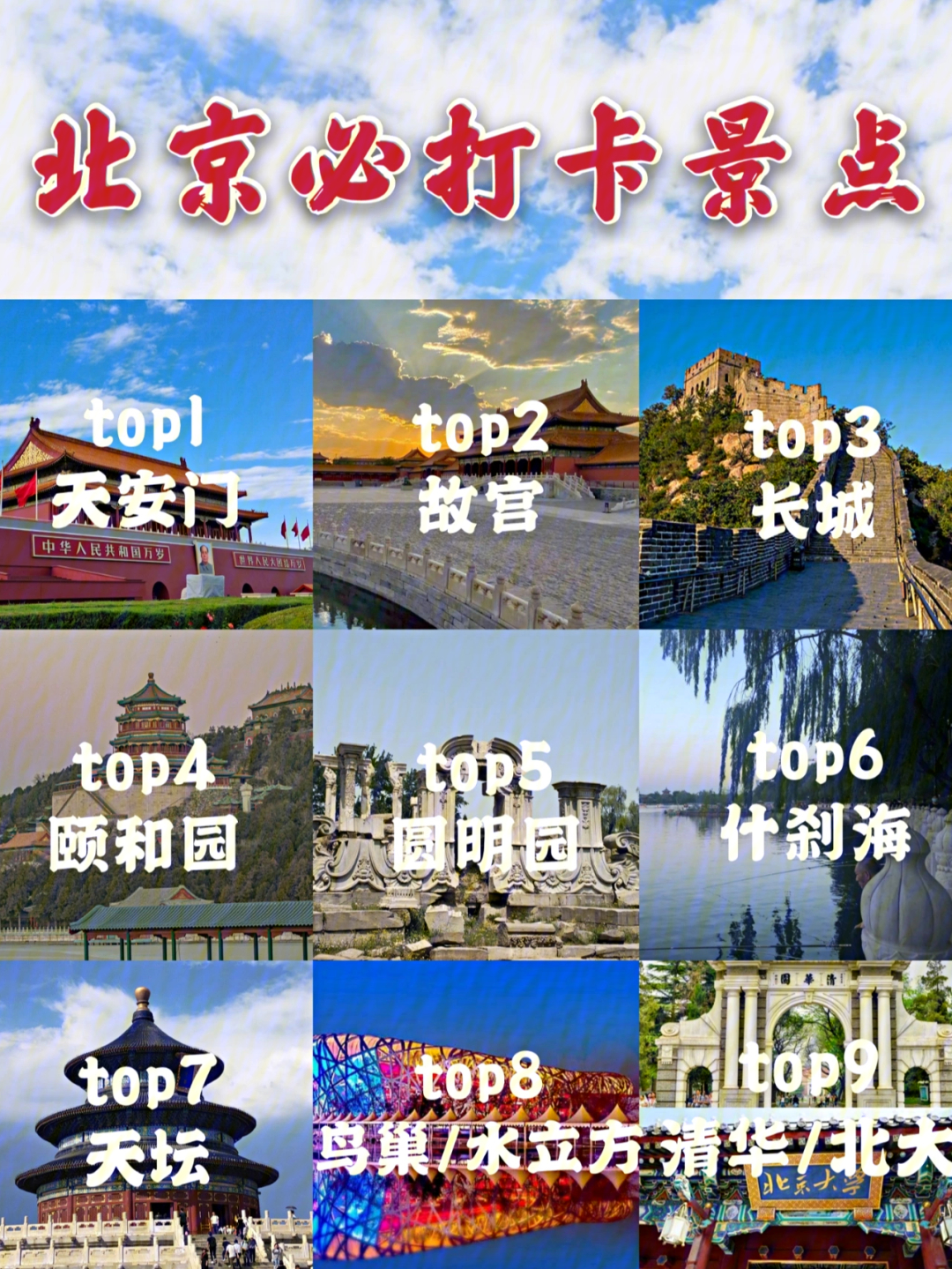 最合适的非北京莫属了,今天为大家推荐北京旅游必玩景点,第一次去的小