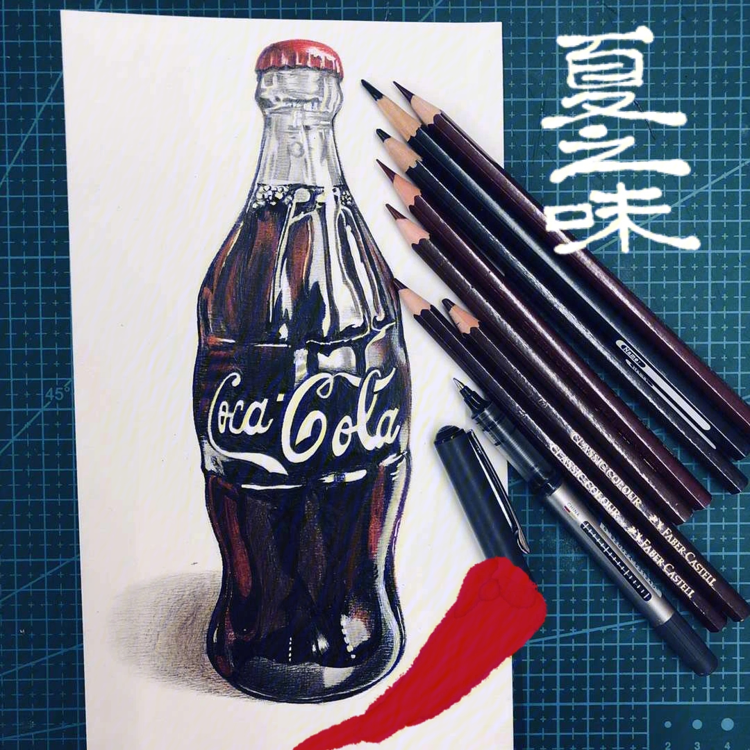 彩铅写生步骤图可口可乐玻璃制品