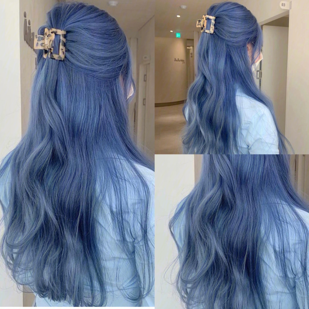 冷艳高级清冷的蓝色发色,属于渐变超有层次感的一种神仙色调蓝灰色有