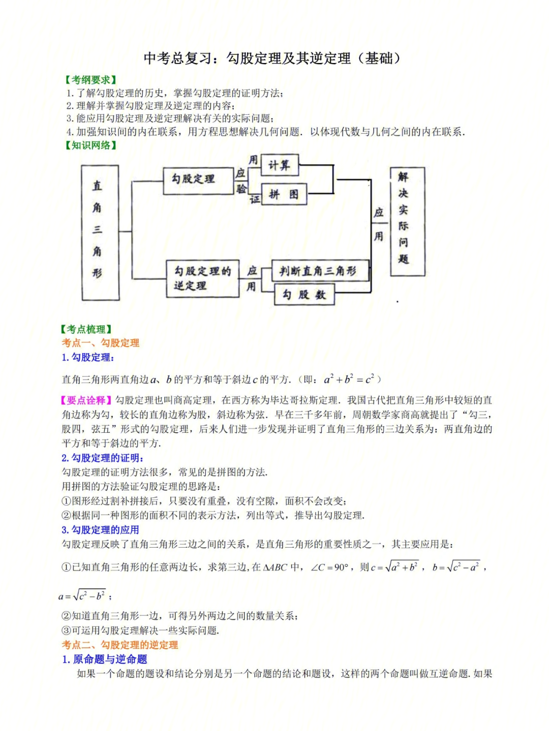 勾股定理知识点总结图图片