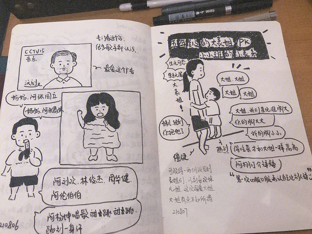 手绘日记记录宝宝成长黑白手帐