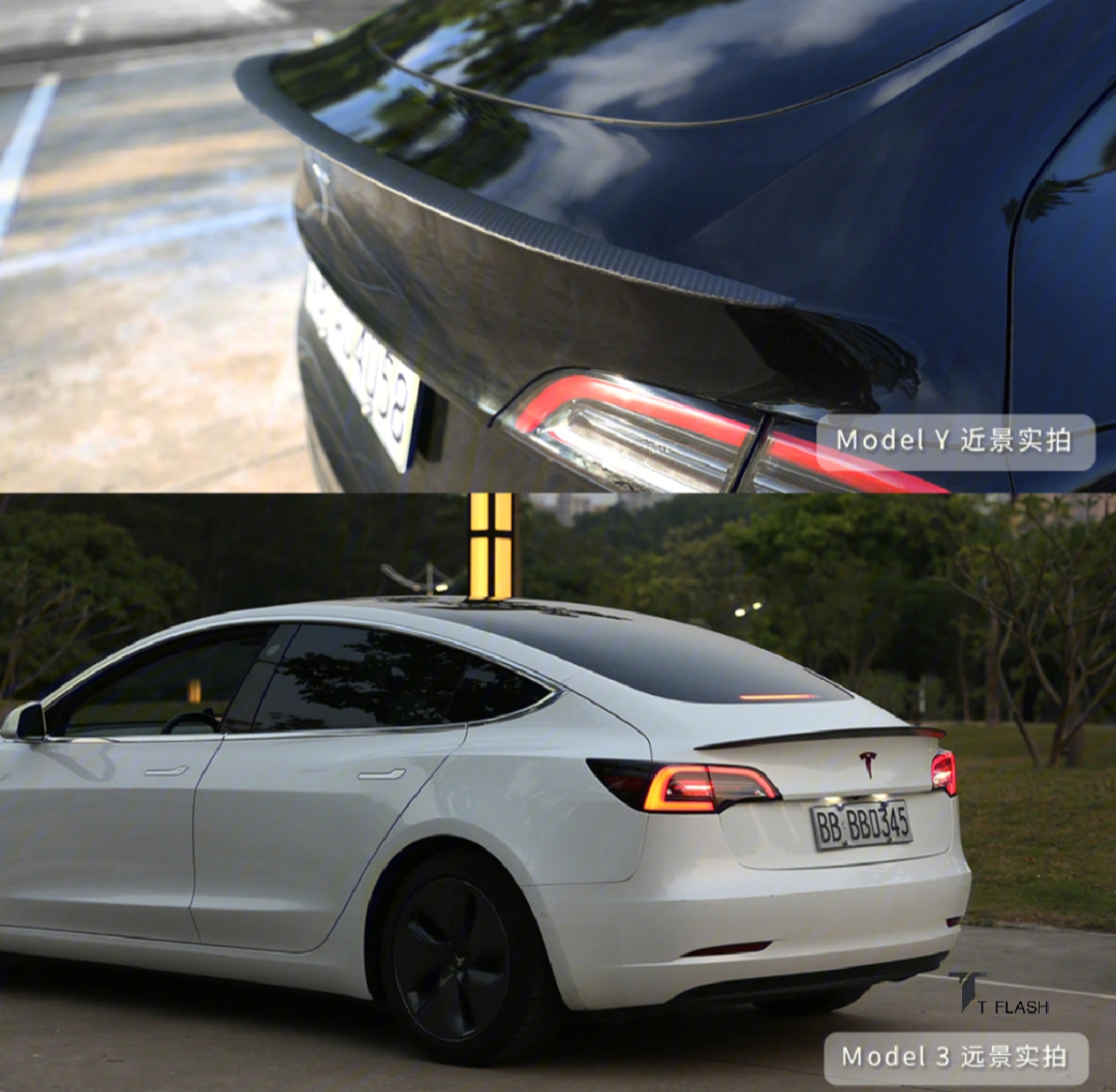 特斯拉model3y原厂干碳尾翼抽一波