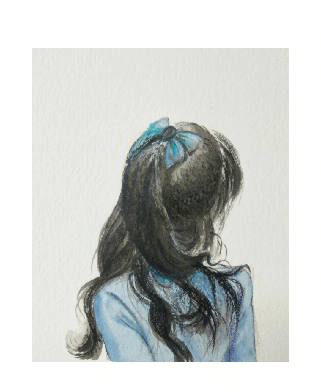 彩铅手绘女孩背影图片
