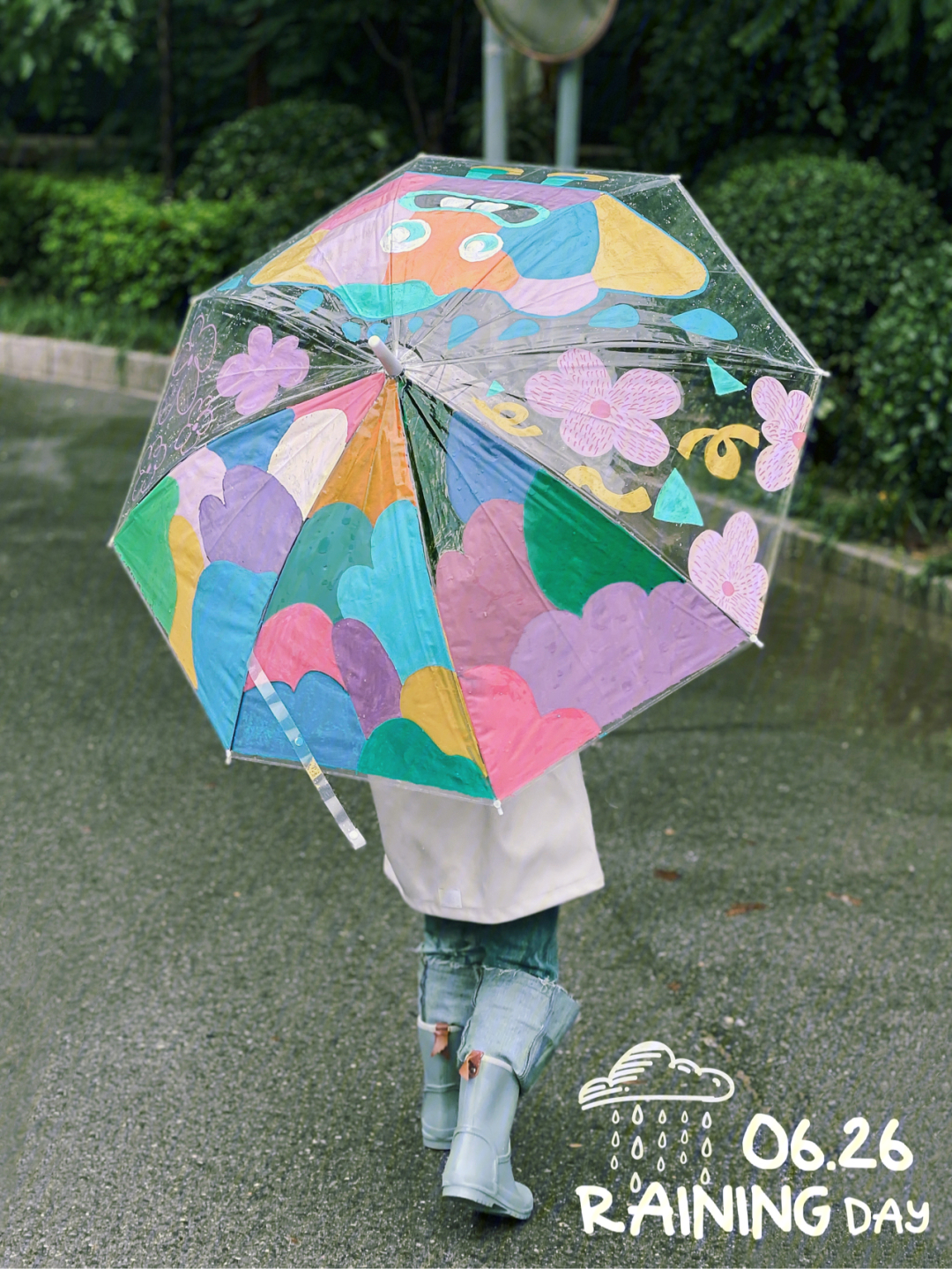 麦大姐涂鸦diy透明雨伞79附雨天氛围感调色