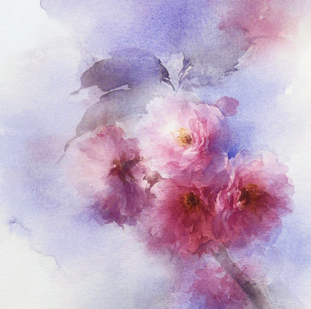 樱花水彩画法步骤图片