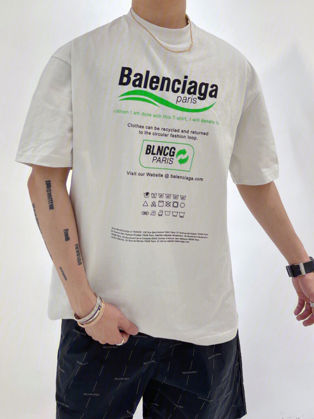 balenciaga男士灰白环保限定短袖t