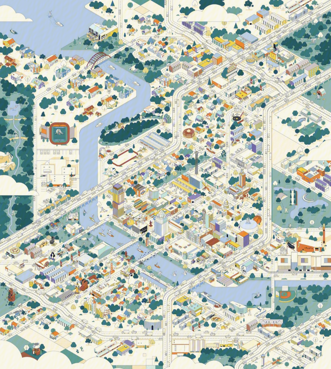 城市设计插画风格的图纸表现