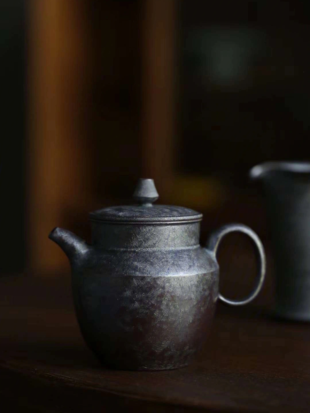 龙泉青瓷茶壶铁胎玄石釉手工壶茶道茶器