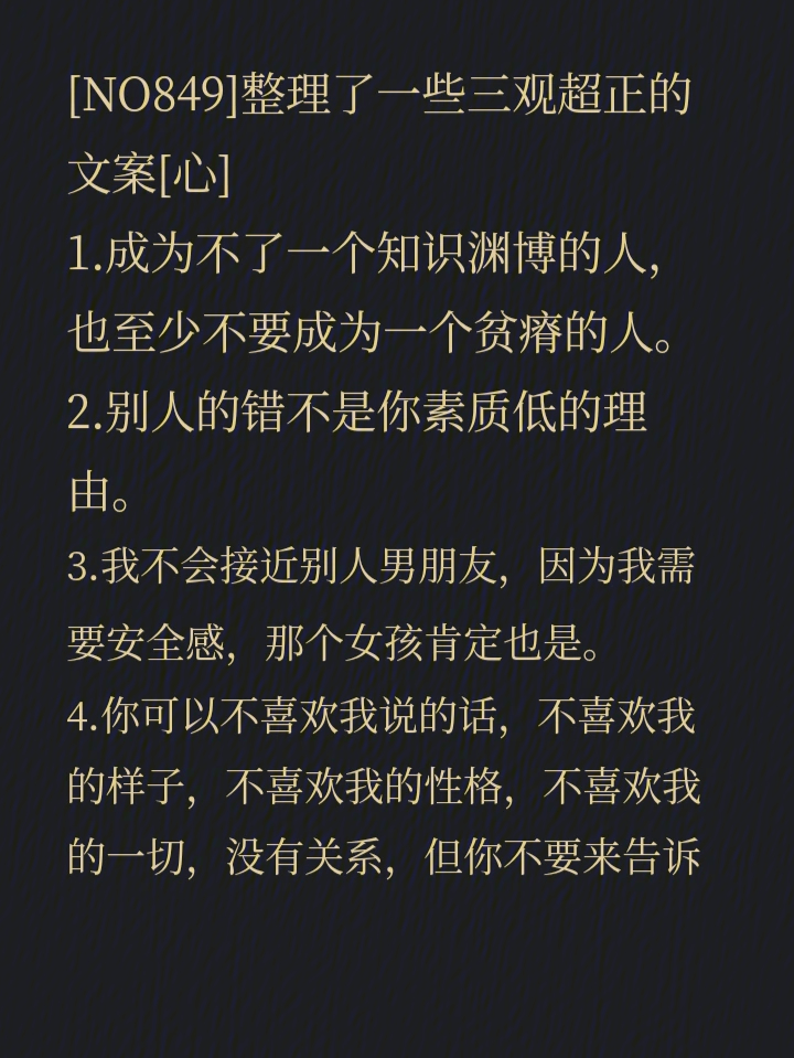 no849整理了一些三观超正的文案心