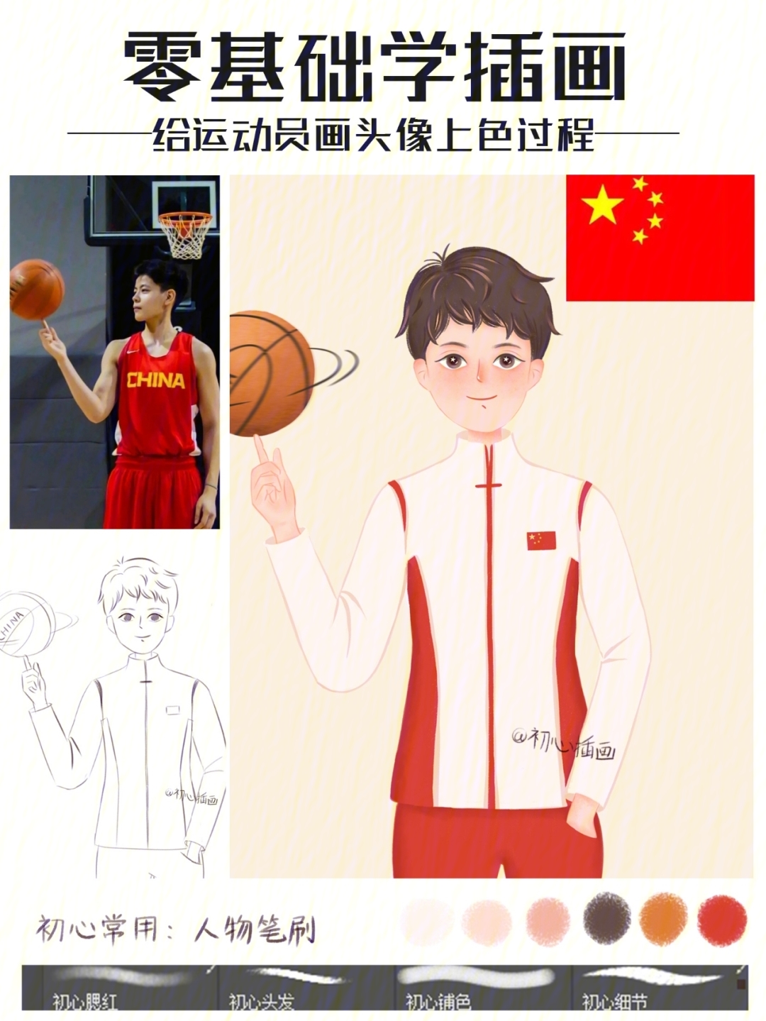 零基础学插画Ι奥运会杨舒予头像绘画教程